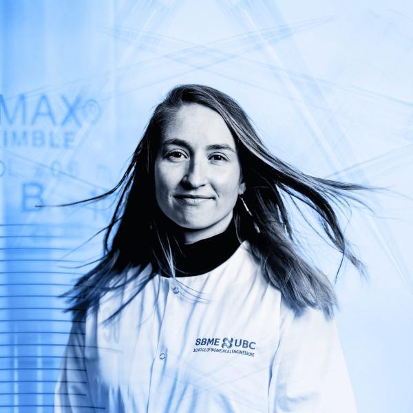 Dr. Anna Blakney in a lab coat